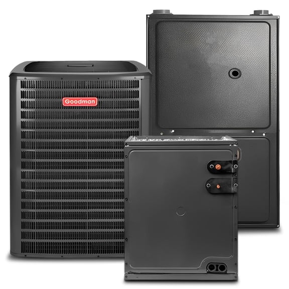 Goodman 1.5 Ton 14.7 SEER2 96% 40000 BTU Natural Gas Furnace & Air Conditioner System - R32, Single Stage, Downflow | Central Split, Evaporator Cased Coil, AC/Heating Unit