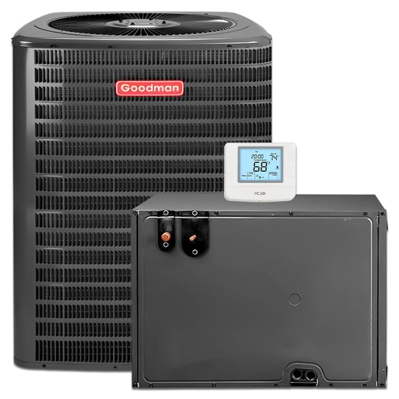 Goodman 2.5 Ton 14.3+ SEER2 Central AC Condenser System and 17.5" Horizontal Coil with Thermostat - R32 Single Stage