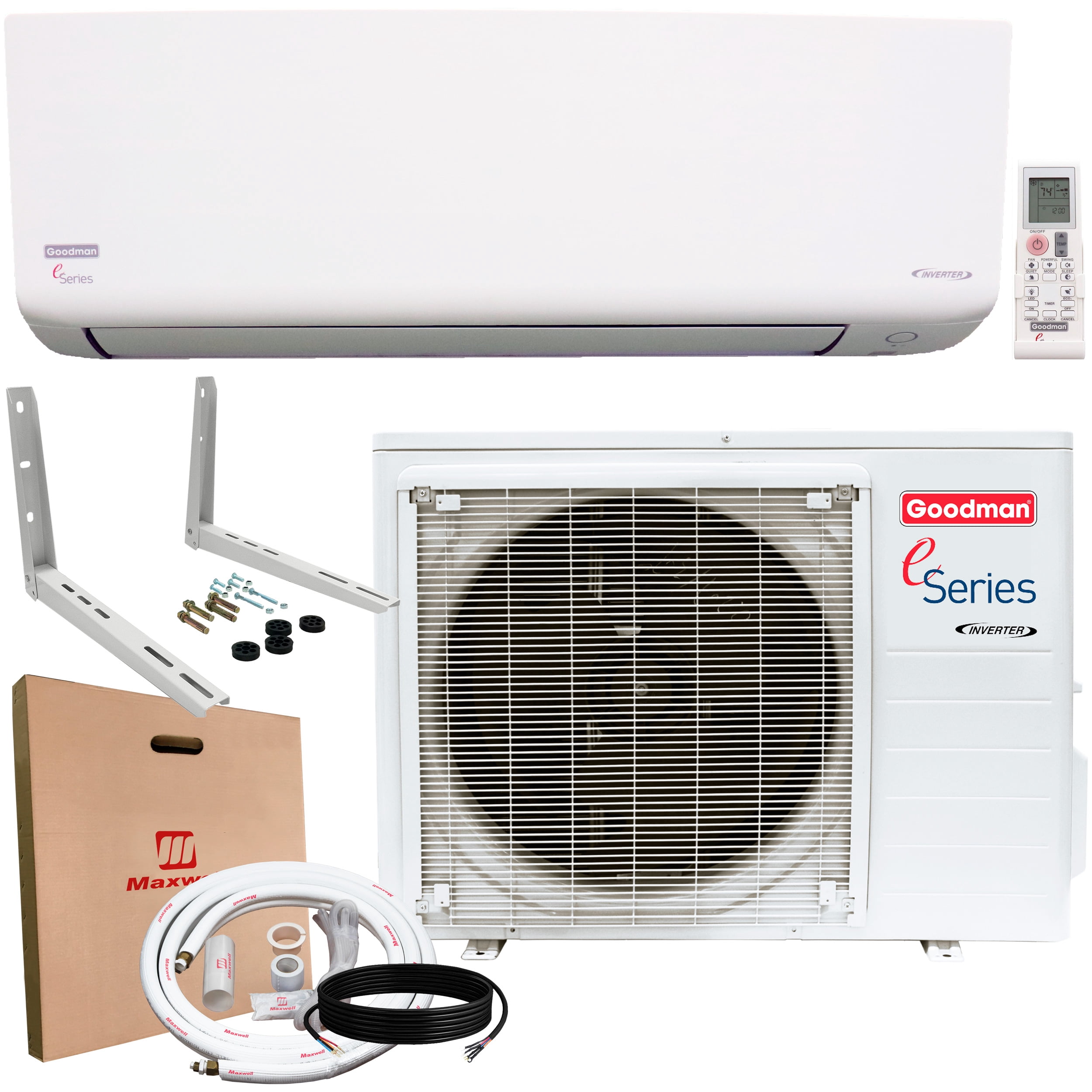 Goodman 18,000 BTU 18 SEER2 Ductless Mini-Split Inverter Heat Pump Air  Conditioner 1000 sq. ft. - Walmart.com