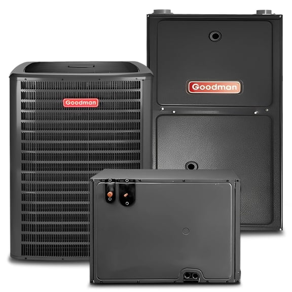 Goodman 2.5 Ton 14.3 SEER2 96% 40000 BTU Natural Gas Furnace & Air Conditioner System - R32, Single Stage, Horizontal | Central Split, Evaporator Cased Coil, AC/Heating Unit