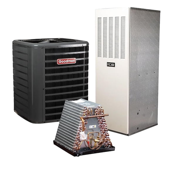 Goodman 3.5 Ton 13.4 SEER2 AC Coil & 15kW Electric Furnace System | Downflow, R32 Cooling Condenser, Mobile Home Evaporator Coil, Central Air Conditioning, Complete AC/Heating Split System