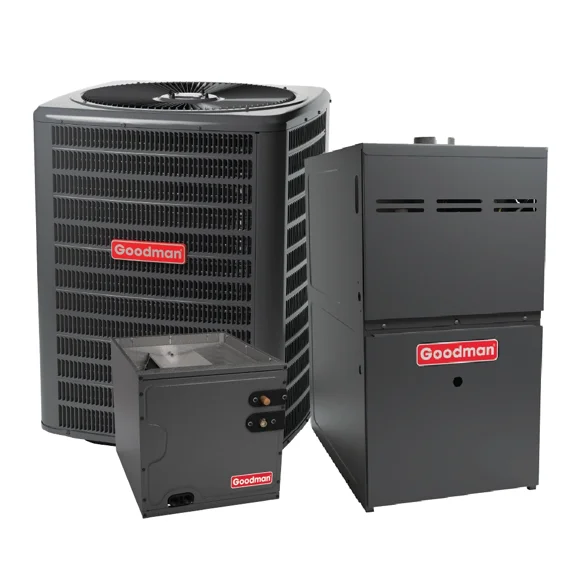 Goodman 3.5 Ton 14.5 SEER2 AC & 80% AFUE 100K BTU Gas Furnace System - Downflow, R32 with 50FT Copper Line Set