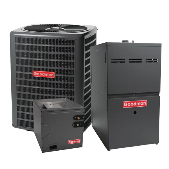 Goodman 3.5 Ton 15.2 SEER2 AC & 80% AFUE 100K BTU Gas Furnace System - Upflow, R32