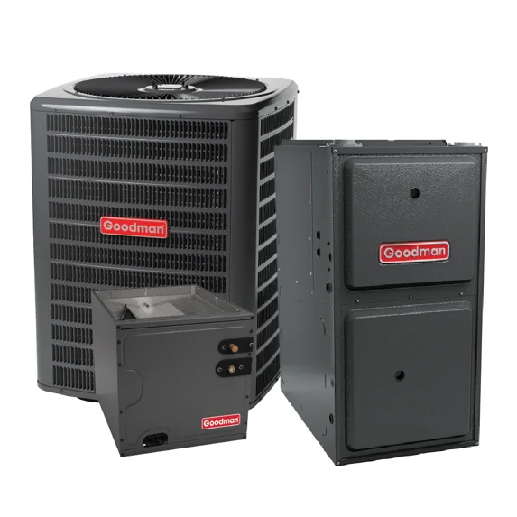 Goodman 3.5 Ton 15.2 Seer2 AC & 96% AFUE 100K BTU Gas Furnace System - Upflow with 35FT Copper Line Set & Propane Conversion Kit