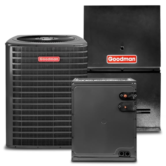 Goodman 3 Ton 13.4 SEER2 96% 80000 BTU Propane Gas Furnace & Air Conditioner System - R32, Single Stage, Downflow | Central Split, Evaporator Cased Coil, AC/Heating Unit