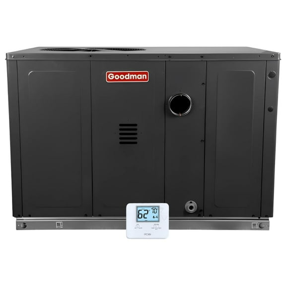Goodman 4 Ton 13.4 SEER2 80,000 BTU Gas Package Unit with Thermostat - R32 Downflow/Horizontal | 81% AFUE Natural Gas AC/Heating System