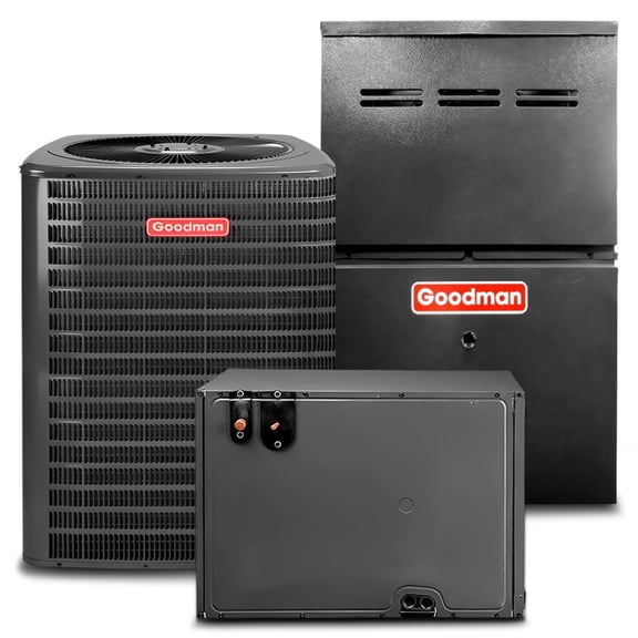 Goodman 4 Ton 13.4 SEER2 92% 100000 BTU Natural Gas Furnace & Air Conditioner System - R32, Single Stage, Horizontal | Central Split, Evaporator Cased Coil, AC/Heating Unit