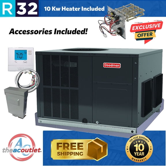 Goodman 4 Ton 13.4 SEER2 R-32 Package Heat Pump w/Heater & Kit (Multi-Position)