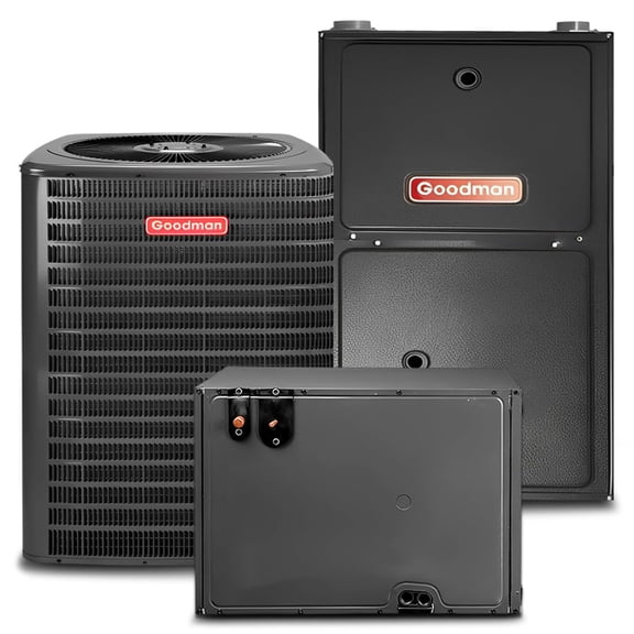 Goodman 5 Ton 13.4 SEER2 96% 120000 BTU Propane Gas Furnace & Air Conditioner System - R32, Single Stage, Horizontal | Central Split, Evaporator Cased Coil, AC/Heating Unit