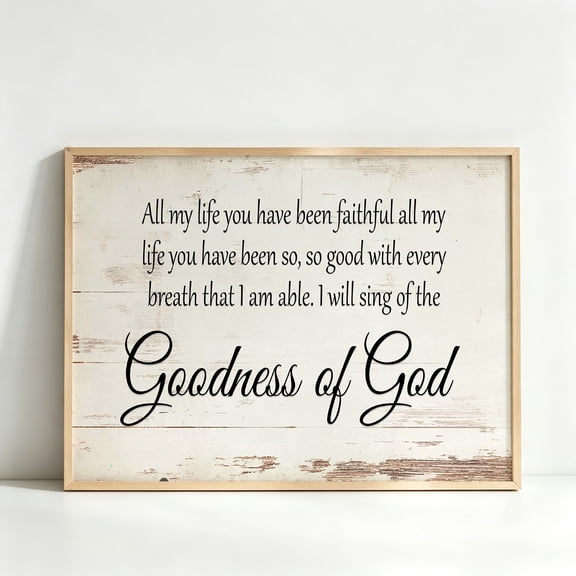 Goodness of God Canvas Wall Art, Christian Inspirational Lyrics Print, Worship Song Religious Wall Decor for Bedroom Living Room Home, Minimalist Faith Artwork, Premium Canvas, Unframed 12x16inch
