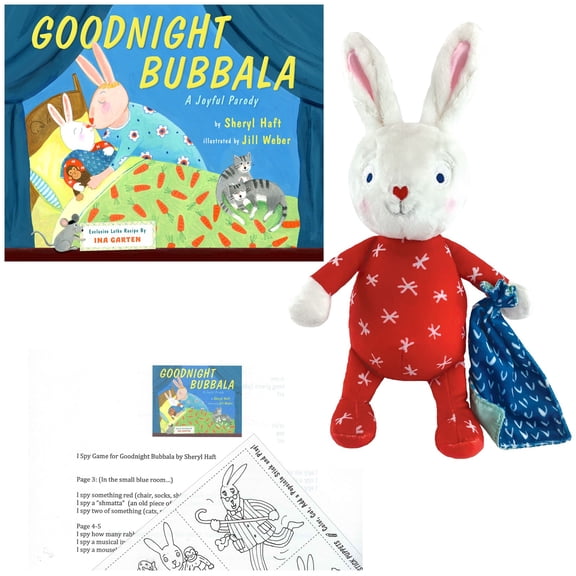 Goodnight Bubbala Gift Set, Book by Sheryl Haft, Plush Book Character Rabbit Doll Toy and Fun Pages (Popular Jewish Bedtime Story with Yiddish Words of Love, Comfort, and Traditions)