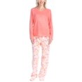 thumbnail image 1 of Goodnight Kiss Women's 3 Piece Pajama Set - Matching Slippers, Long Sleeve T-Shirt and Sleep Pants, Coral/Deers, XL, 1 of 6