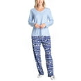 thumbnail image 1 of Goodnight Kiss Funny Face Fleece Pajama Set with Critter Socks, Blue/Polar Bear Fairisle, Small, 1 of 5