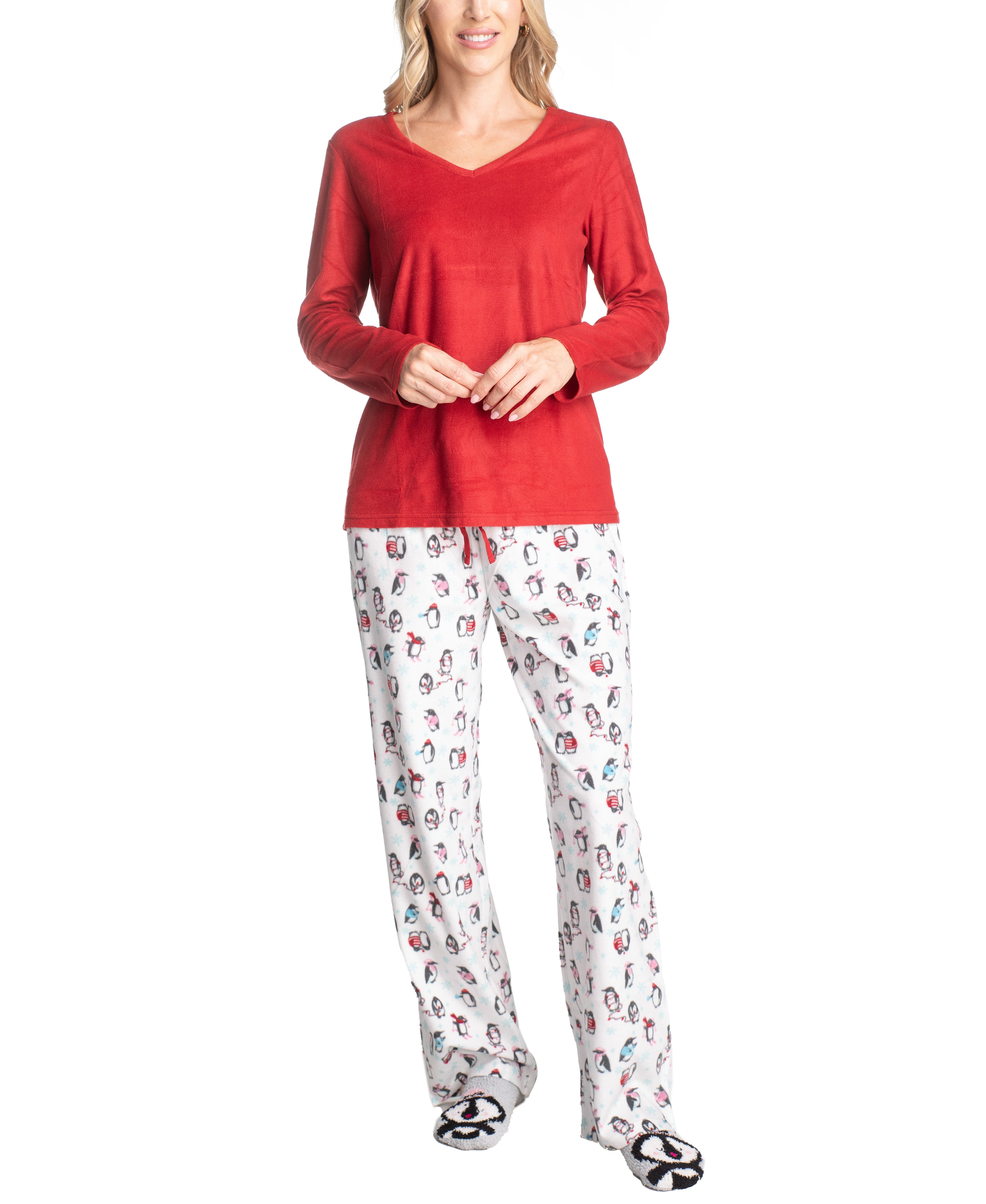 Angelina Women's Cozy Fleece Pajama Set – Leopard Print, Notch Collar & Pockets, Size 4X-Large