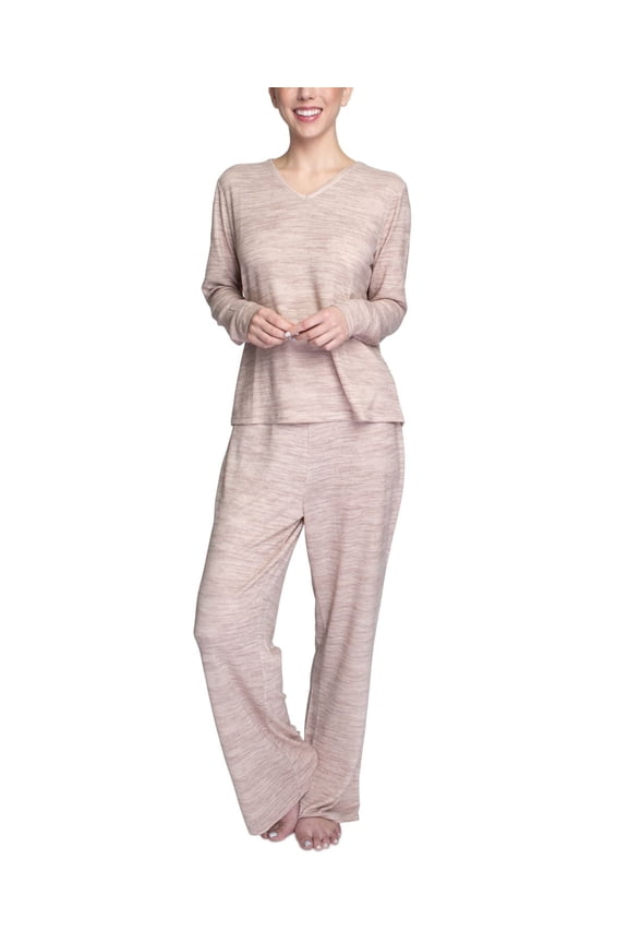 Women's Max and Relax Butter Knit Lounge Wear Pajama Set, Mauve, Large