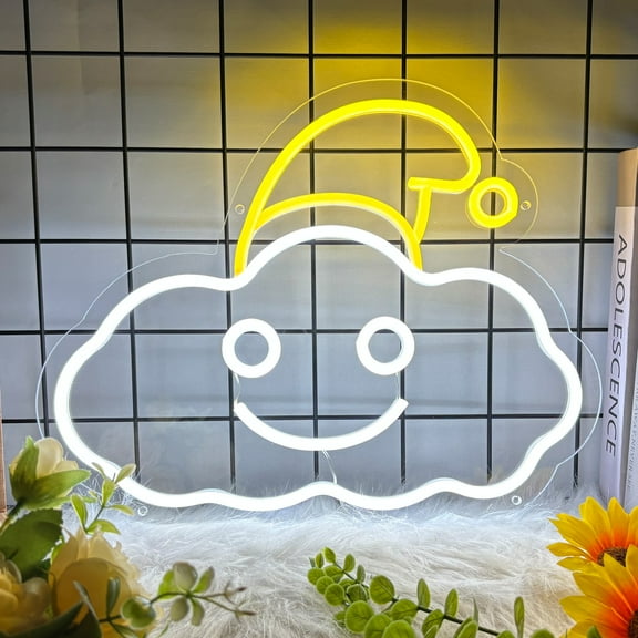 Goodnight Neon Sign for Wall Decor, Sleeping Cloud Led Signs for Home Decor, Dimmable Neon Light Sign for Bedroom, Game Room, Living Room, Home Decoration, USB Powered Light Up Signs for Man Cave