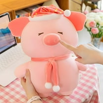 Goodnight Pig Plush Toy, Cute Soothing Sleep Pillow Doll, Christmas Holiday Gift for Kids, Soft Short Plush Stuffed Animal, Detachable Washable Cover, 9.8/15 Inch Size