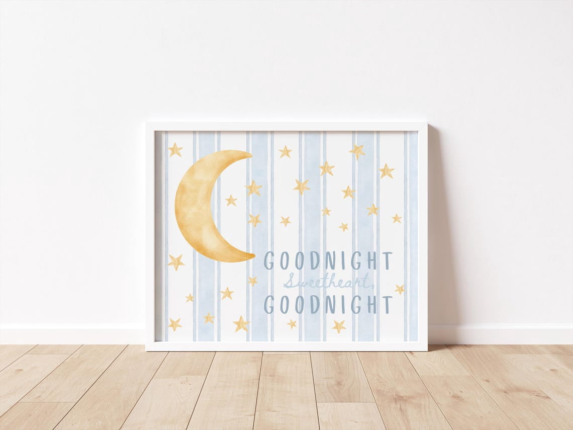 Goodnight Sweetheart Goodnight Nursery Wall Art Print, Baby Nursery Art ...