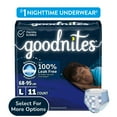 thumbnail image 1 of Goodnites Boys Nighttime Bedwetting Underwear, L (68-95 lbs), 11 Count (Select for More), 1 of 14