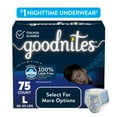 thumbnail image 1 of Goodnites Boys Nighttime Bedwetting Underwear, L (68-95 lbs), 75 Count (Select for More), 1 of 11