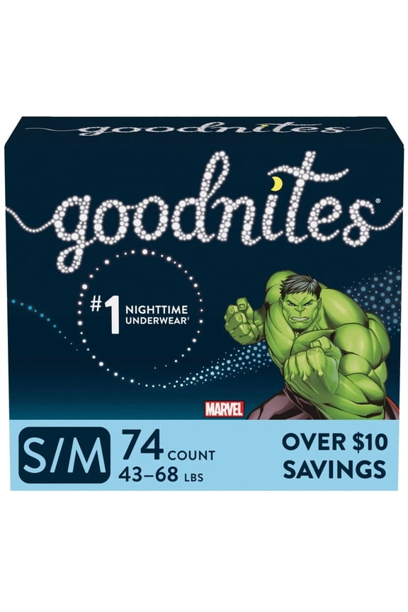 Bedwetting Underwear for Boys, Small/Medium (38-65 lb.), 74 Ct (Packaging May Vary)