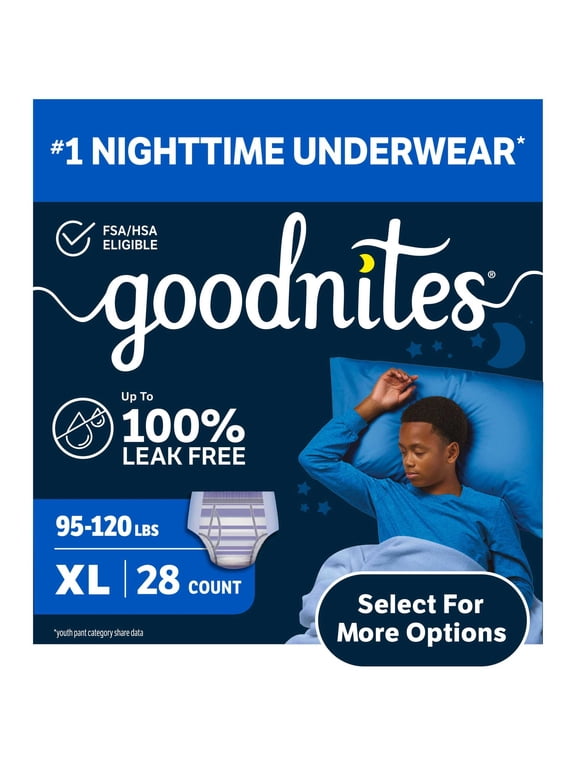 Boys Absorbent Disposable Nighttime Bedwetting Underwear, XL, 28 Count