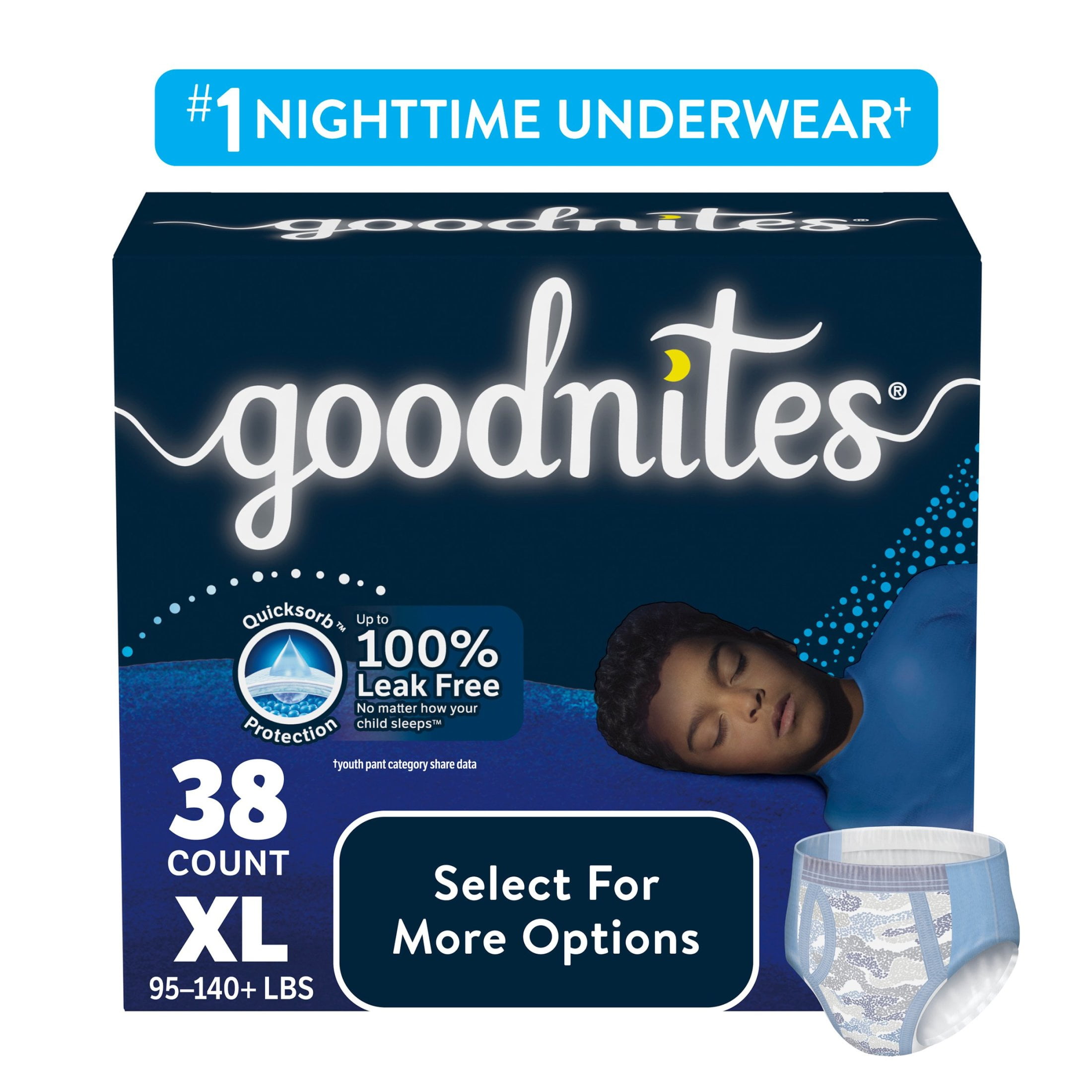 Goodnites Nighttime Kids Diaper, Child Underwear, XL, 63 Uds