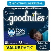 Goodnites Boys Nighttime Bedwetting Underwear, XL 95-120 lbs, 38 Count Select for More
