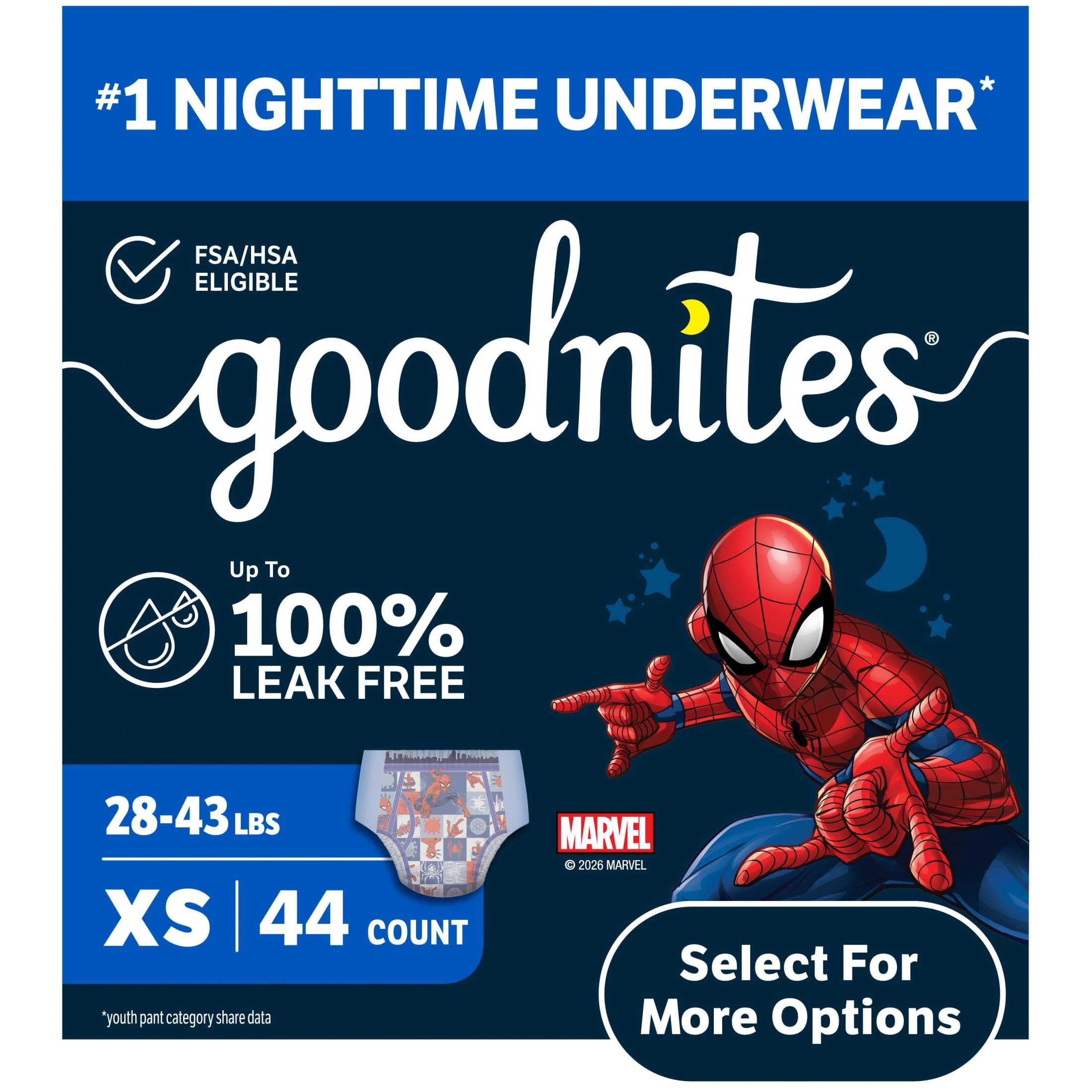 Ninjamas Girls Bedwetting Nighttime Underewar, Size L (64-95+ lbs