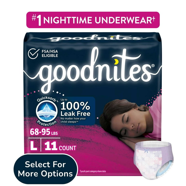 Goodnites Bedwetting Underwear for Girls, L (68-95 lbs), 11
