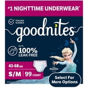 Goodnites Girls Nighttime Bedwetting Underwear, S/M (43-68 lbs), 99 Count