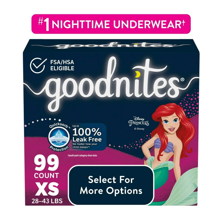 Goodnites Girls Nighttime Bedwetting Underwear, XS (28-43 lbs), 99