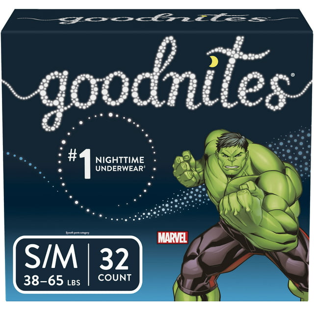 Goodnites Boys' Bedwetting Underwear, S/M, 32 Ct