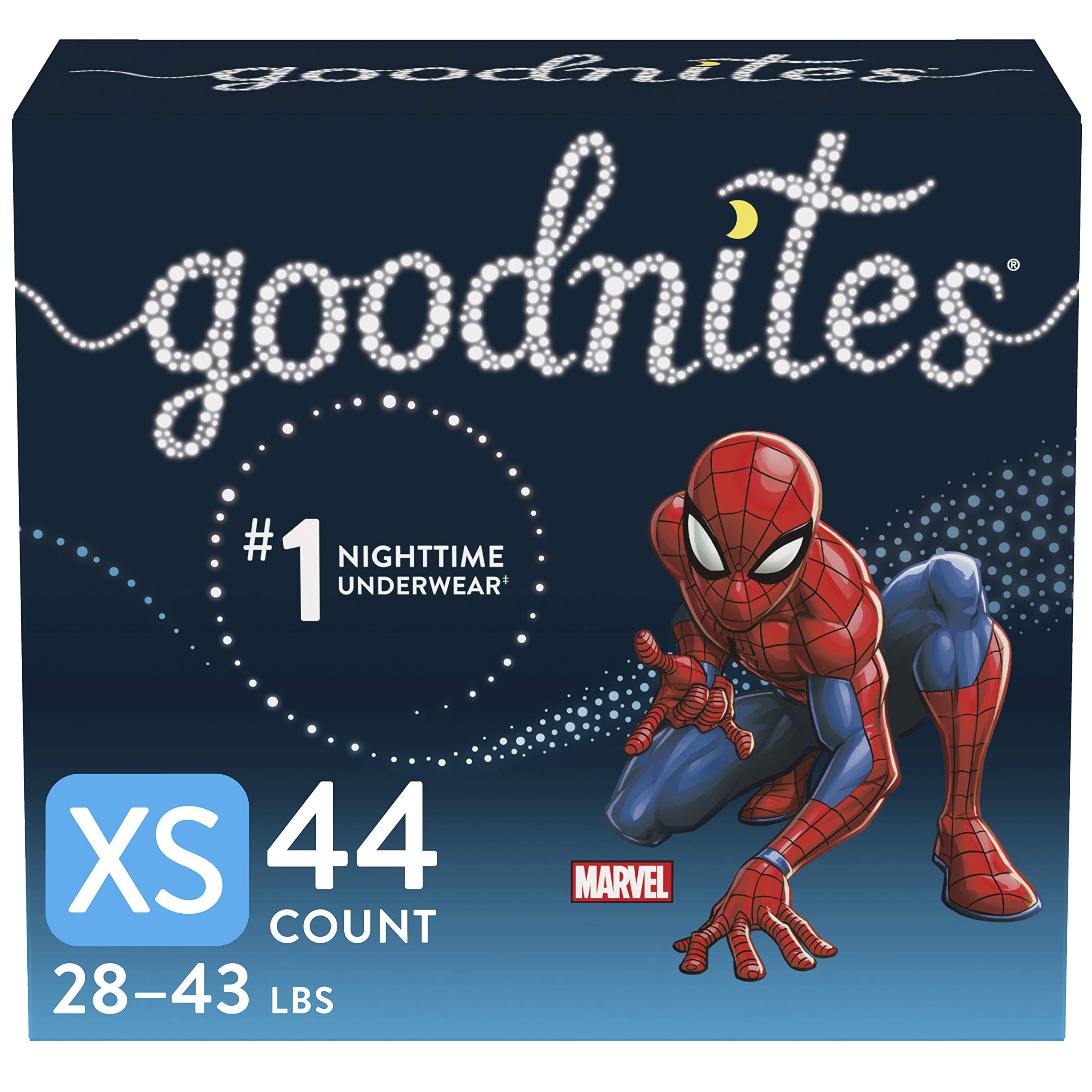 Goodnites Boys' Nighttime Bedwetting Underwear, Size Extra Small (28-43 lbs), 22 Count (Pack of 2), Packaging May - Walmart.com Goodnites Boys' Nighttime Bedwetting Underwear, Size Extra Small (28-43 lbs), 22 Count (Pack of 2), Packaging May - Walmart.com
