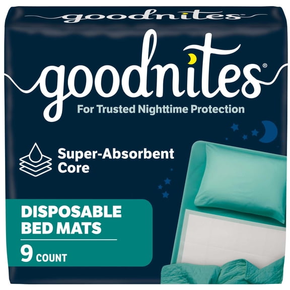 Goodnites Disposable Bed Pads for Bedwetting, 2.4 x 2.8 ft, 9 Count