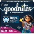 thumbnail image 1 of Goodnites Nighttime Bedwetting Underwear, Girls' S/M (43-68 lb.), 44 Ct, 1 of 12