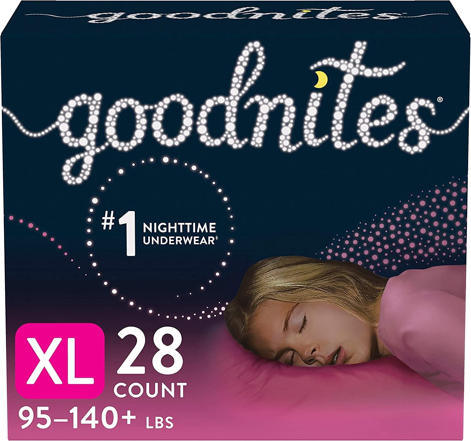 Goodnites Nighttime Bedwetting Underwear, Girls' XL (95-140 lb.), 28 Ct