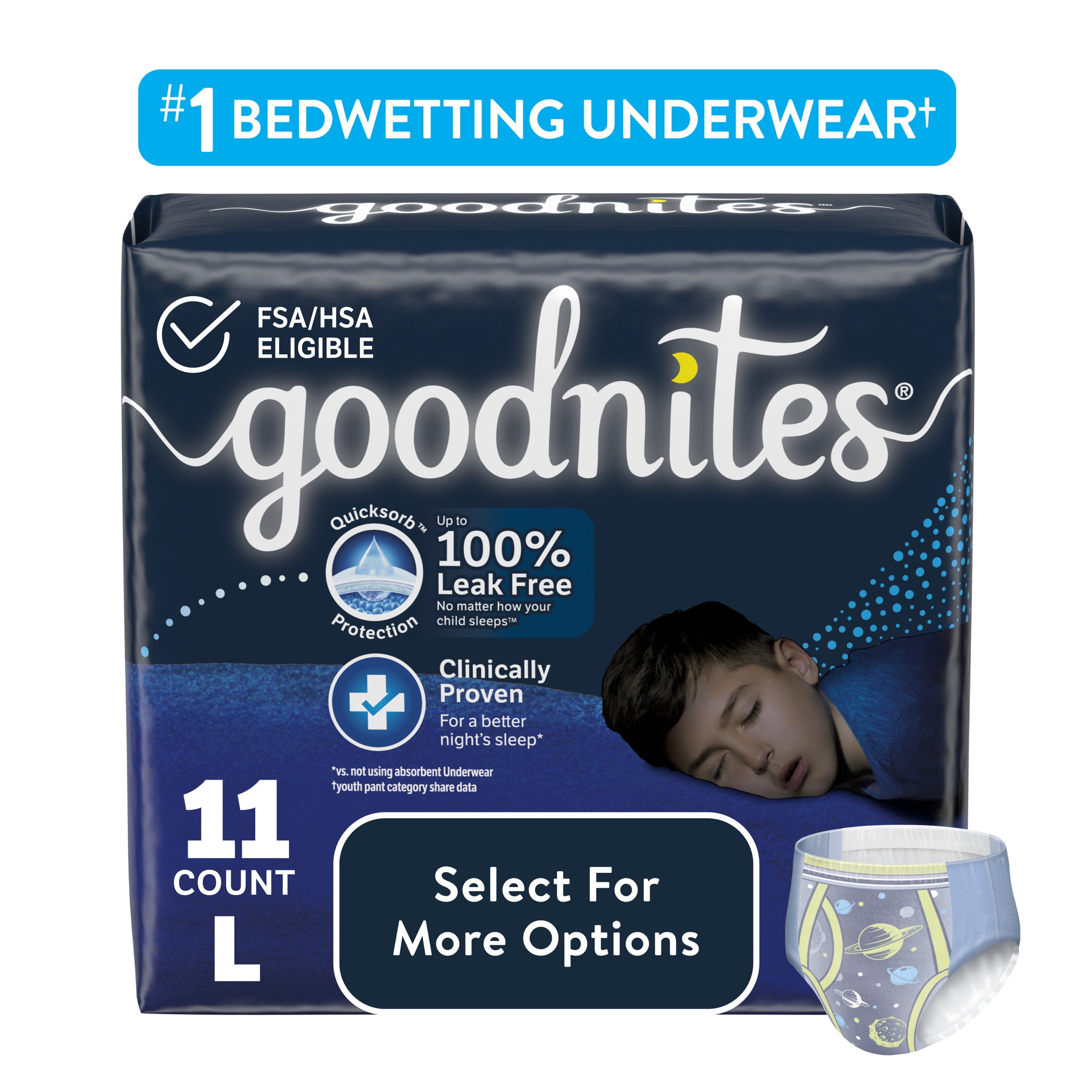 Goodnites Nighttime Bedwetting Underwear for Boys, L, 11 Ct (Select for  More Options) 