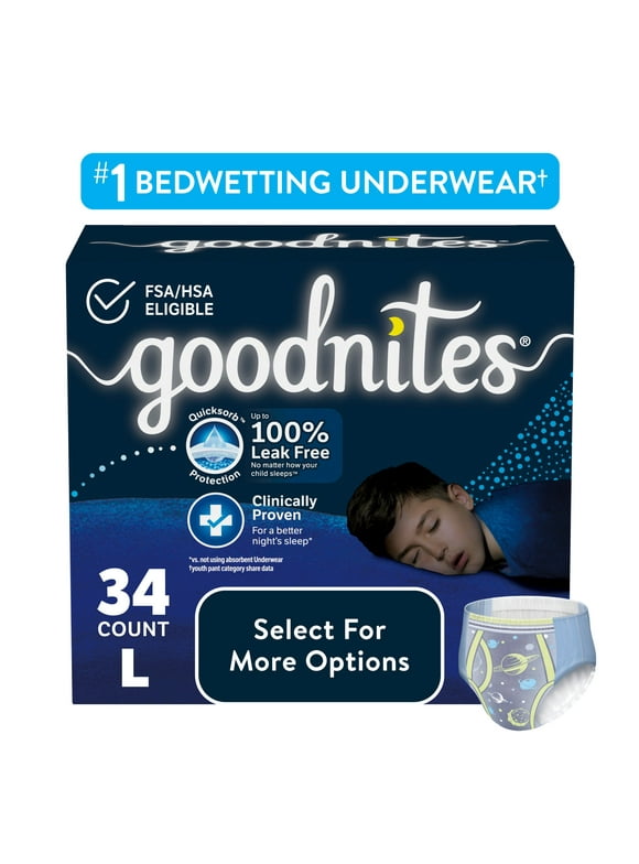 Goodnites Nighttime Bedwetting Underwear for Boys, L, 34 Ct (Select for More Options)