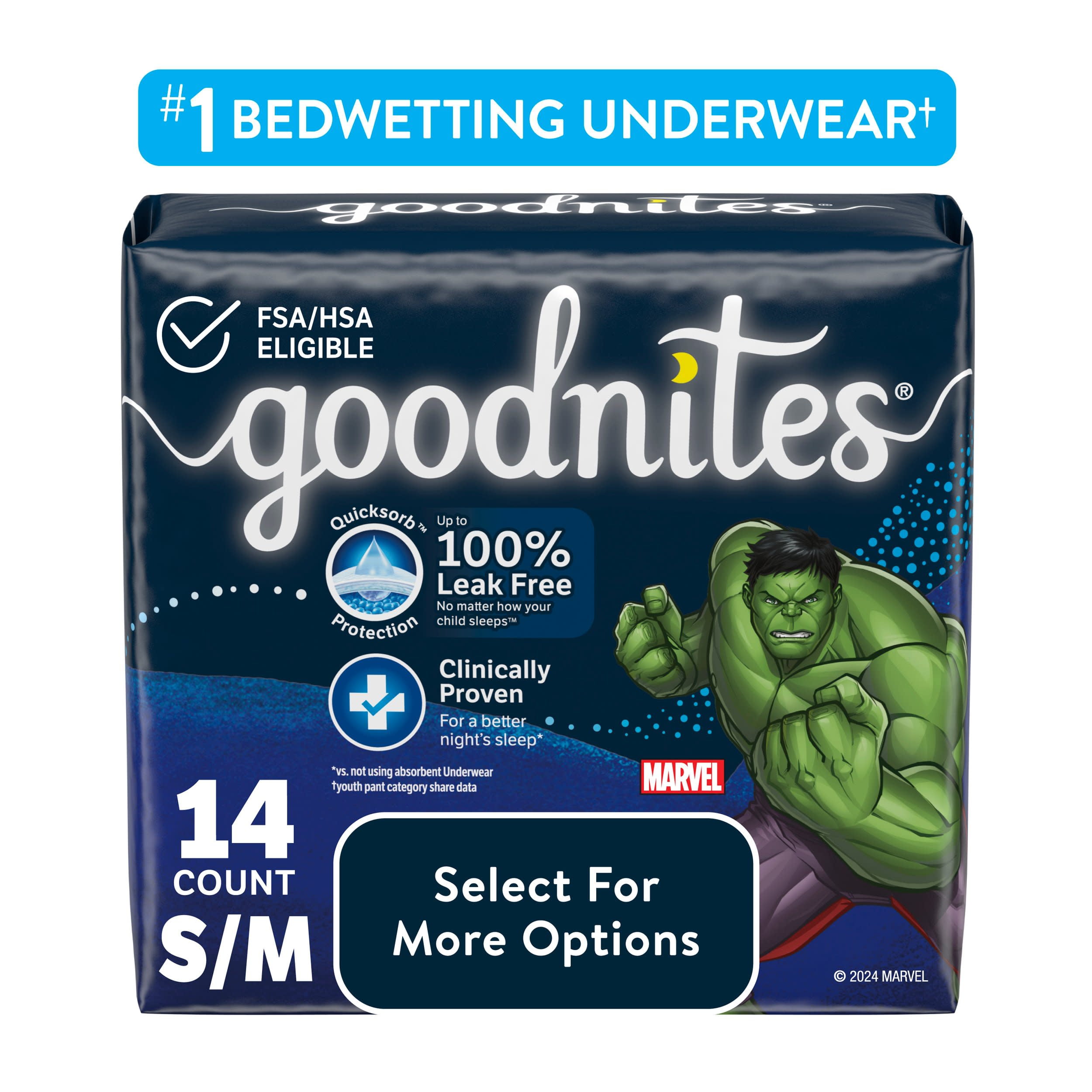 Goodnites Nighttime Bedwetting Underwear for Boys, S/M, 44 Ct