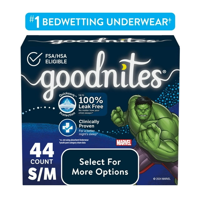 Goodnites Nighttime Bedwetting Underwear for Boys, S/M, 44 Ct (Select for More Options)