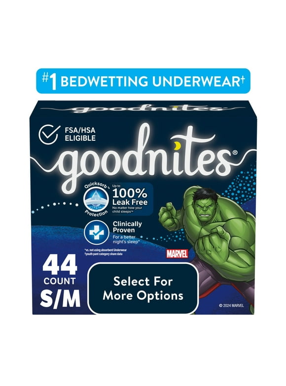 Goodnites Nighttime Bedwetting Underwear for Boys, S/M, 44 Ct (Select for More Options)