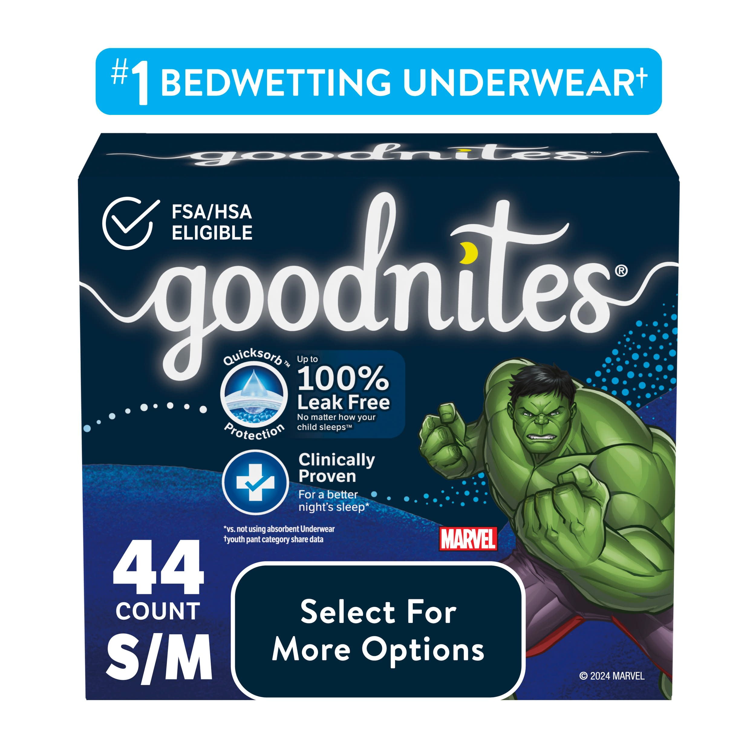 Goodnites Nighttime Bedwetting Underwear for Boys, S/M, 44 Ct (Select for  More Options)