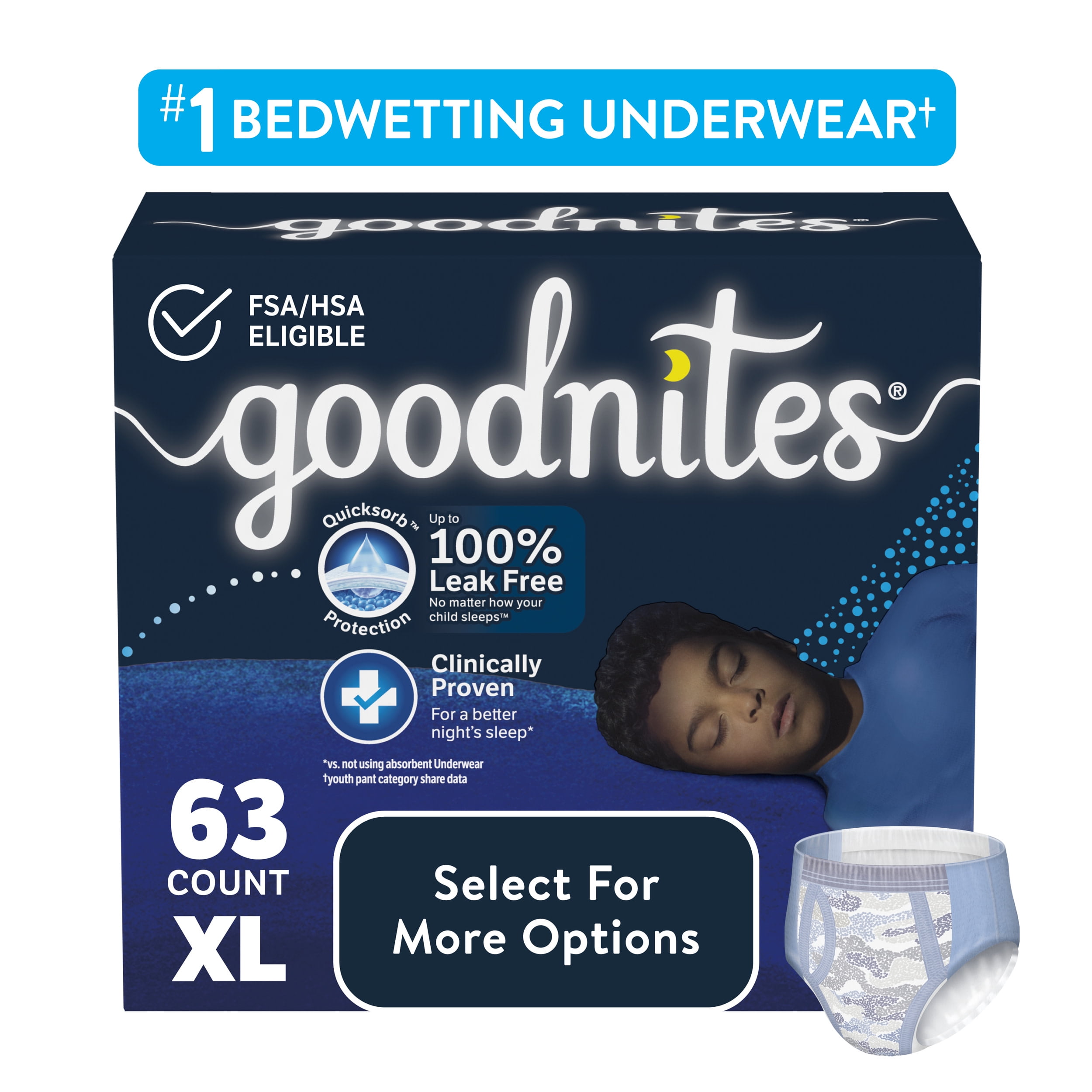 Huggies Goodnites Boys Bedwetting Night Time Underwear, Goodnites, S/M  (43-68 lb.), 44 Ct