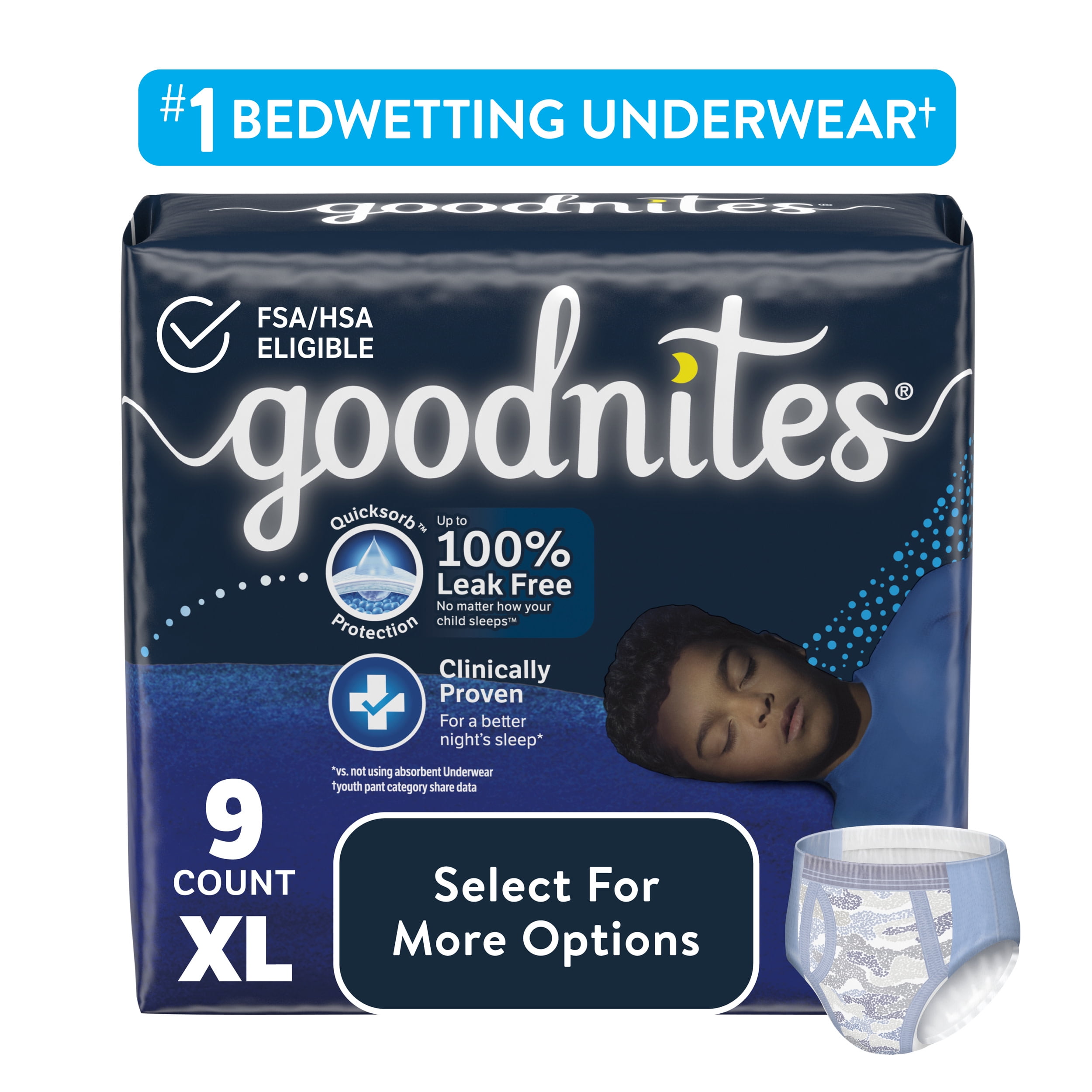 Goodnites Nighttime Bedwetting Underwear for Boys, XL, 9 Ct (Select for  More Options) 