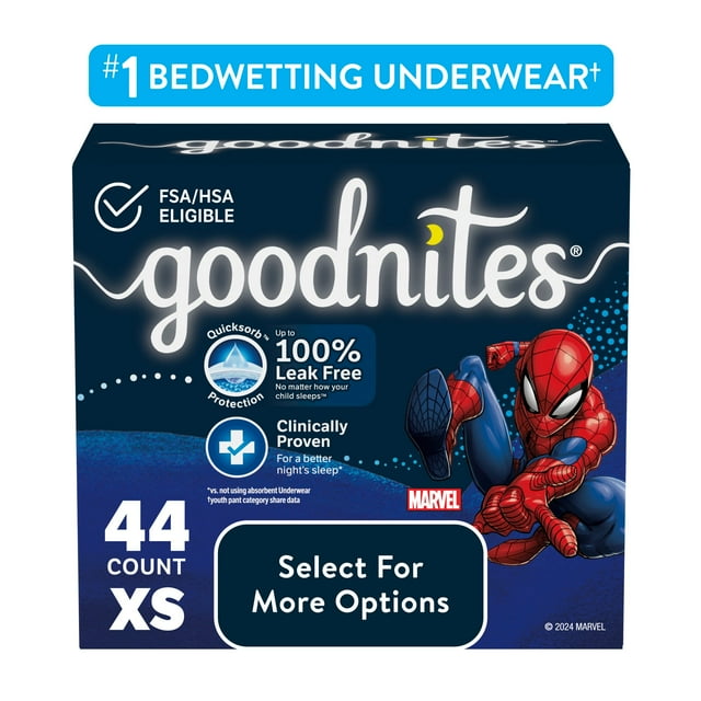 Goodnites Nighttime Bedwetting Underwear for Boys, XS, 44 Ct (Select for More Options)