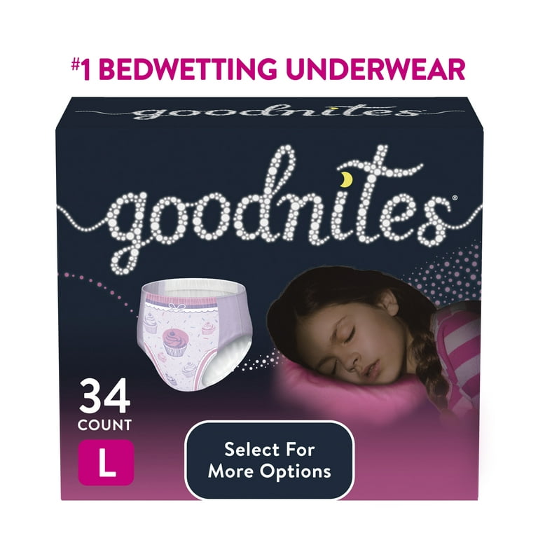 Goodnites Nighttime Bedwetting Underwear for Girls, L, 34 Ct (Select for  More Options)
