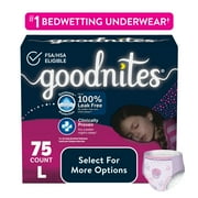 Goodnites Nighttime Bedwetting Underwear for Girls, L, 75 Ct (Select for More Options)