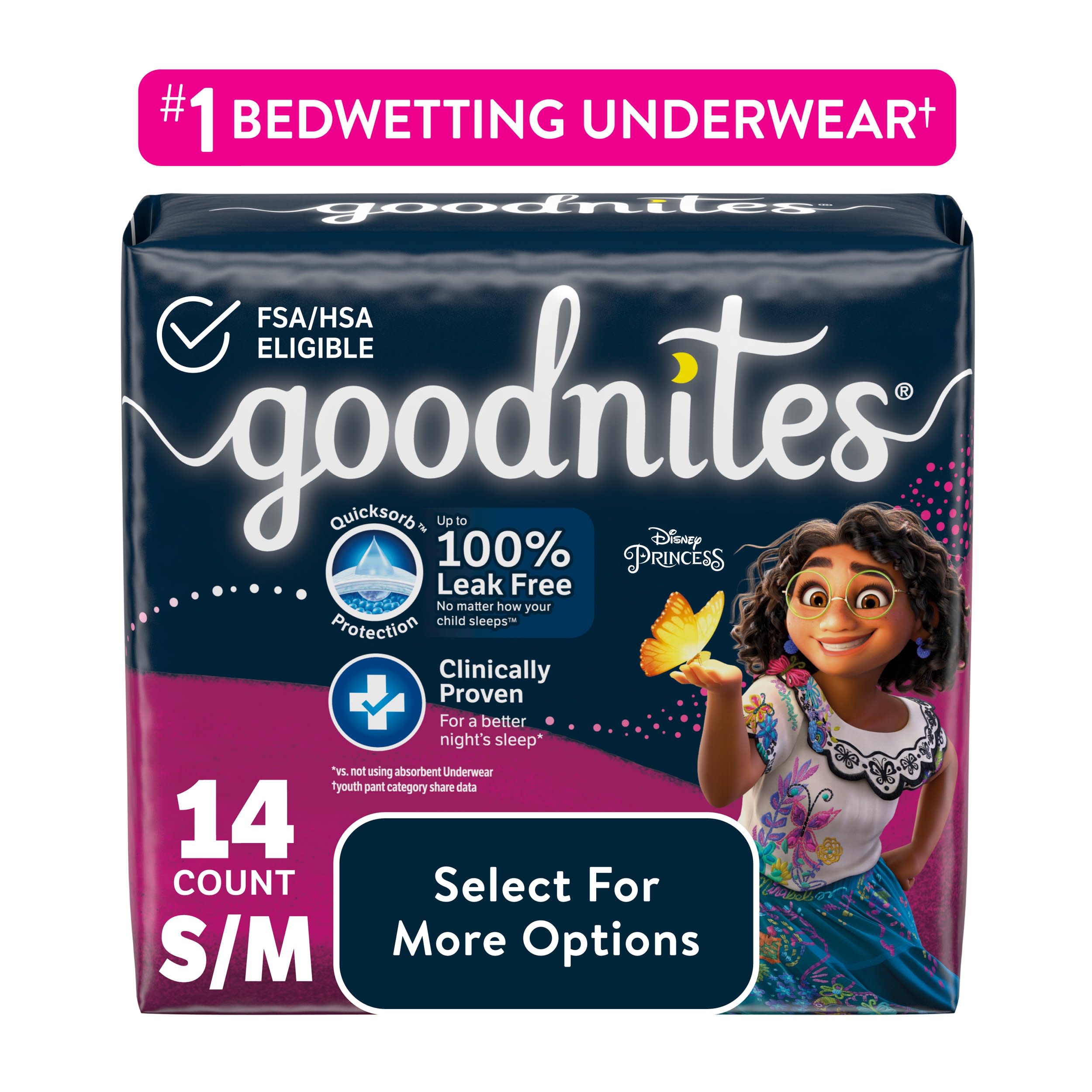 Goodnites Nighttime Bedwetting Underwear for Girls, S/M, 14 Ct (Select for More Options) - image 1 of 10