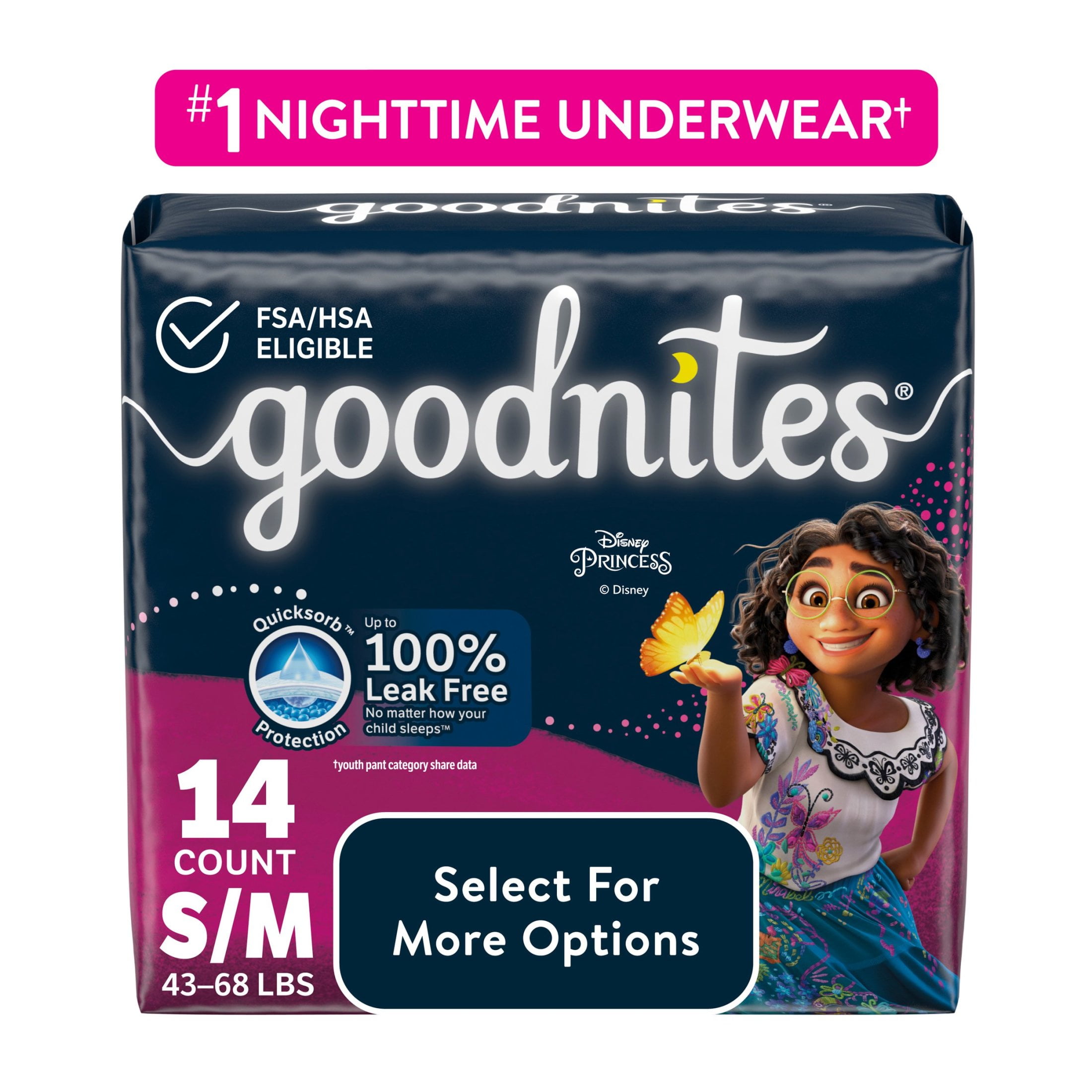 Goodnites Nighttime Bedwetting Underwear for Girls, S/M, 14 Ct (Select for More Options)